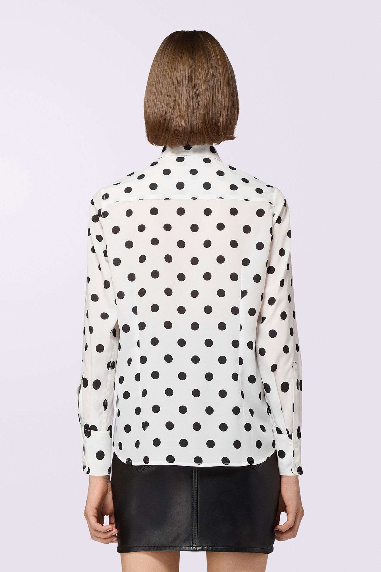 Polka Dot Crepe de Chine Shirt White
